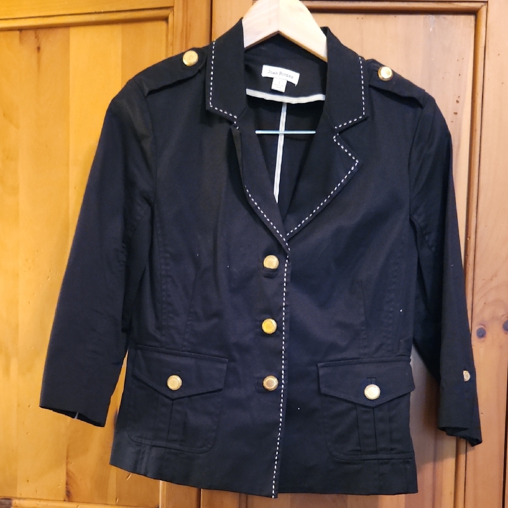 Joan Rivers Black Blazer with Gold Accents
